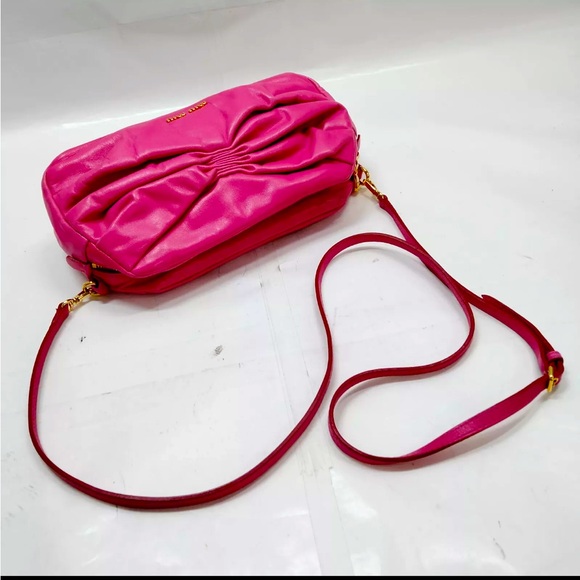 Auth Miu Miu Bright Fuchsia Bow Crossbody Shoulder Bag - Picture 4 of 6